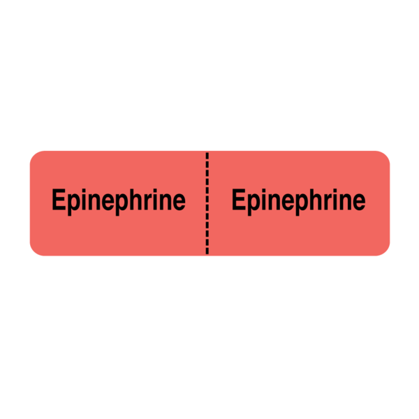 Nevs IV Drug Line Label - Epinephrine/Epinephrine 7/8" x 3" Flr Red w/Black N-1326